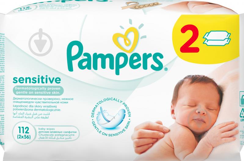 Дитячі вологі серветки Pampers Sensitive Duo 224 шт. - фото 2