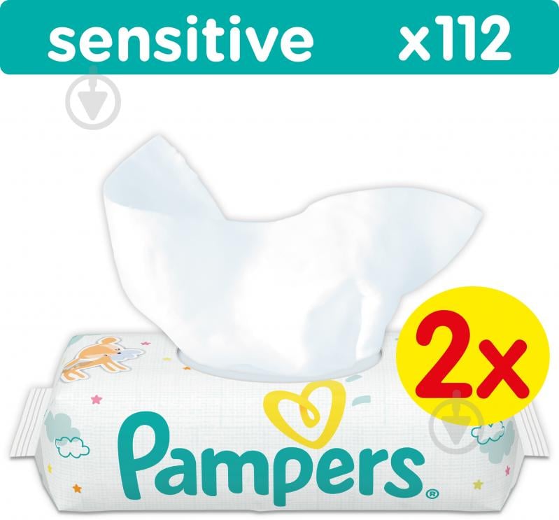 Дитячі вологі серветки Pampers Sensitive Duo 224 шт. - фото 1