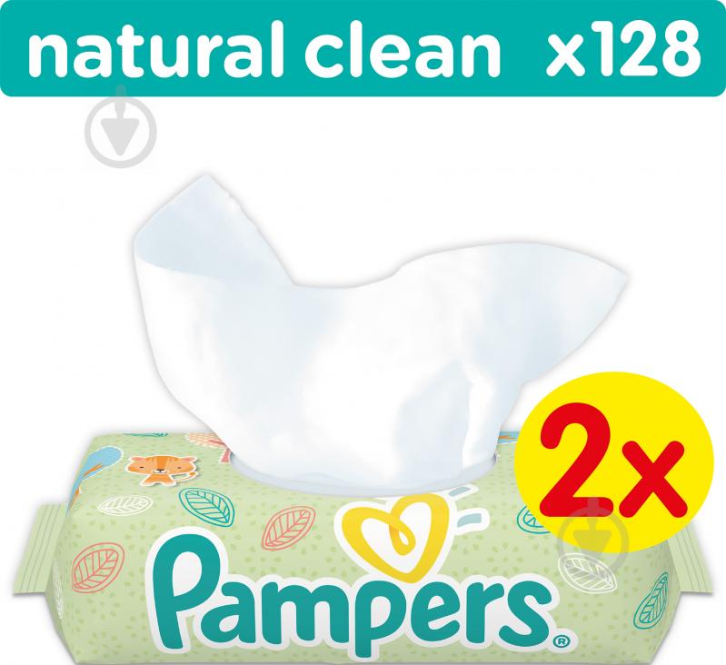 Салфетки Pampers natural clean Ромашка 128 шт. - фото 1