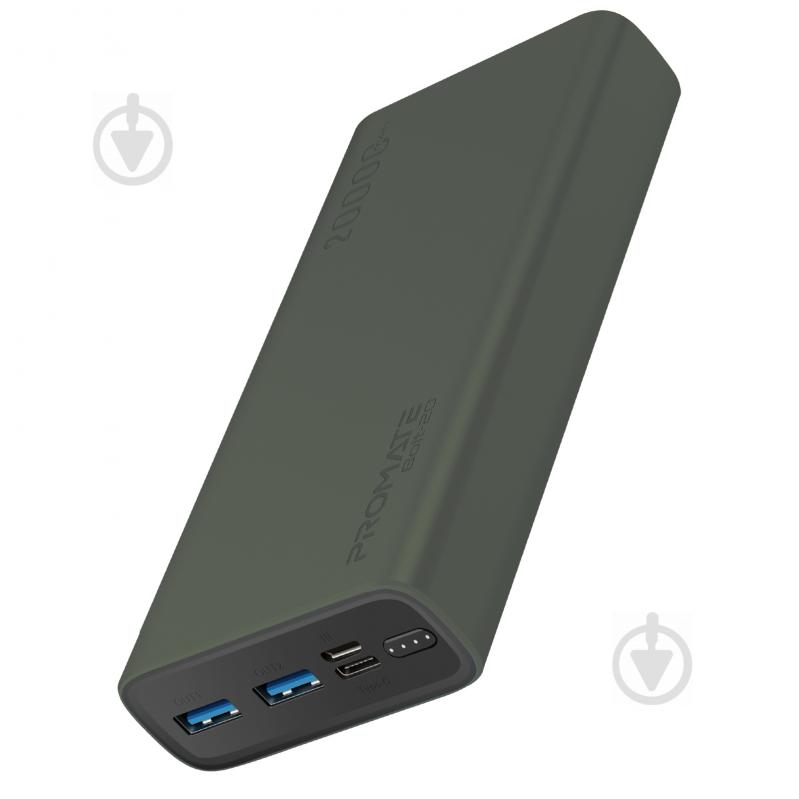 Повербанк Promate 10Вт 2xUSB 20000 mAh green (bolt-20.midnightgreen) - фото 1