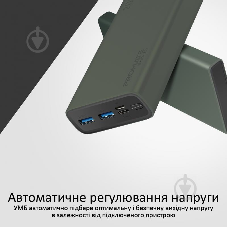 Повербанк Promate 10Вт 2xUSB 20000 mAh green (bolt-20.midnightgreen) - фото 5