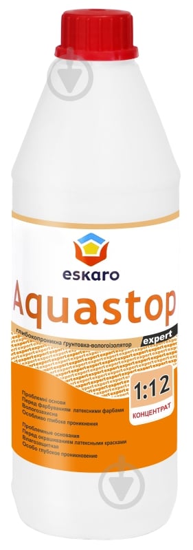 Ґрунтовка глибокопроникна Eskaro Aquastop Expert концентрат 1:12 1 л - фото 1