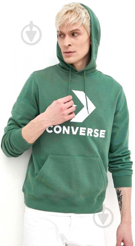 Джемпер Converse STANDARD FIT CENTER FRONT LARGE LOGO STAR CHEV HOODIE FT 10026897-A02 р.M зеленый - фото 1