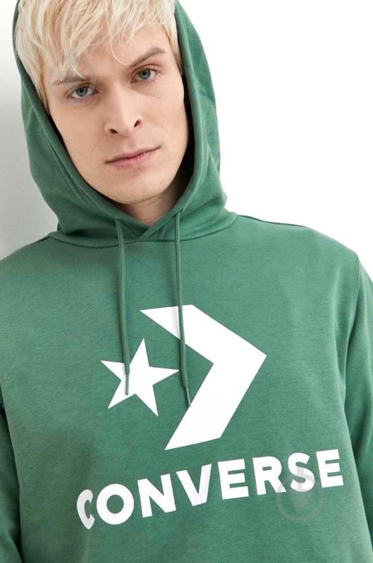 Джемпер Converse STANDARD FIT CENTER FRONT LARGE LOGO STAR CHEV HOODIE FT 10026897-A02 р.S зеленый - фото 3