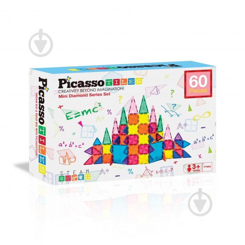 Конструктор магнітний PICASSO TILES 60 деталей PTM60 - фото 1