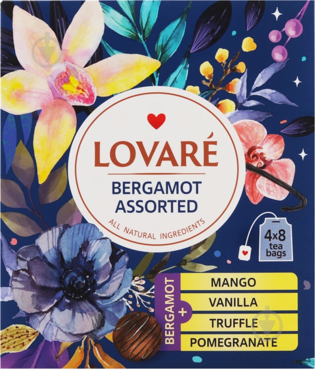 Чай Lovare "Бергамот чай асорті" пакетований (32x2 г) 32 шт. - фото 1