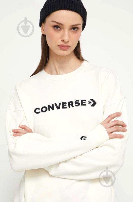 Світшот Converse WORDMARK BIG LOGO BOYFRIEND CREW FT 10026159-A04 р.XS бежевий - фото 1