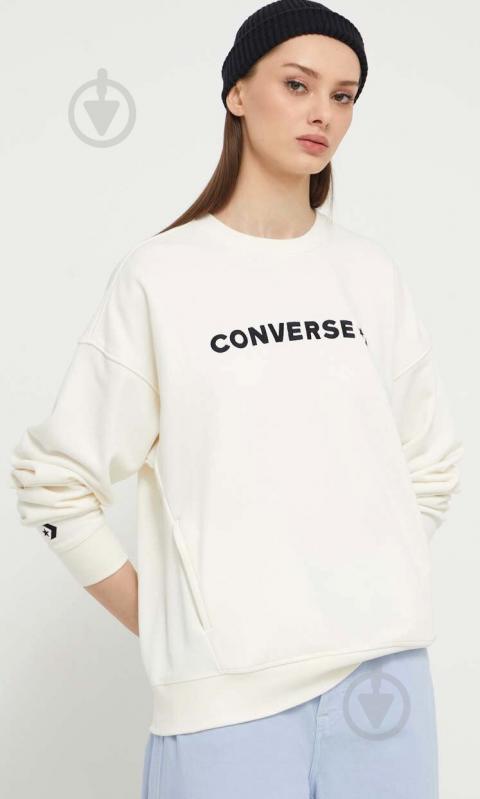 Світшот Converse WORDMARK BIG LOGO BOYFRIEND CREW FT 10026159-A04 р.XS бежевий - фото 3