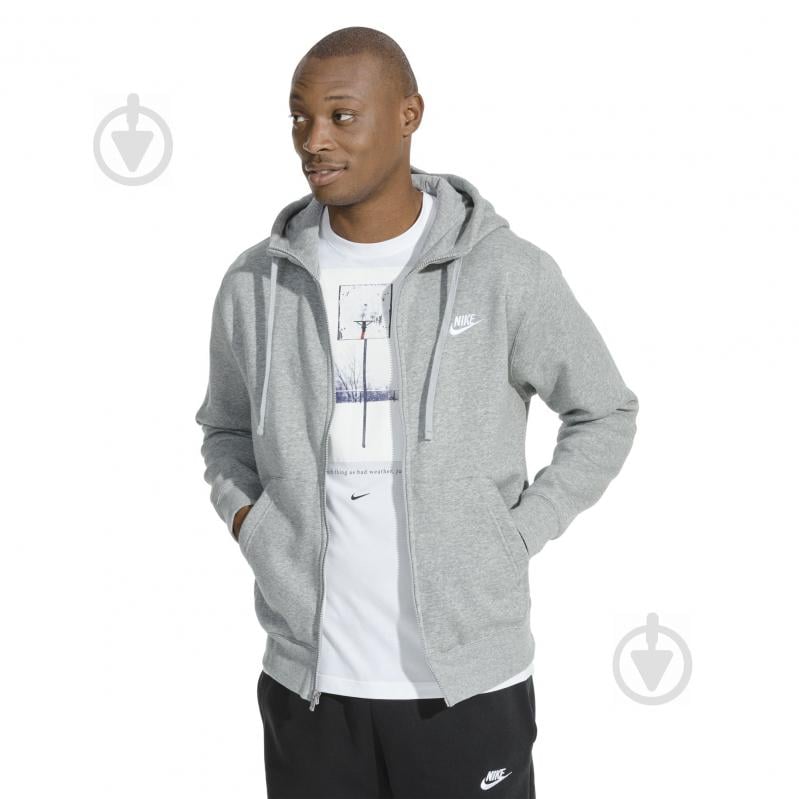 Джемпер Nike M NSW CLUB HOODIE FZ BB BV2645-063 р.3XL серый - фото 5