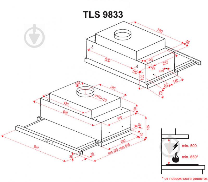 Витяжка Perfelli TLS 9833 W LED Strip - фото 12