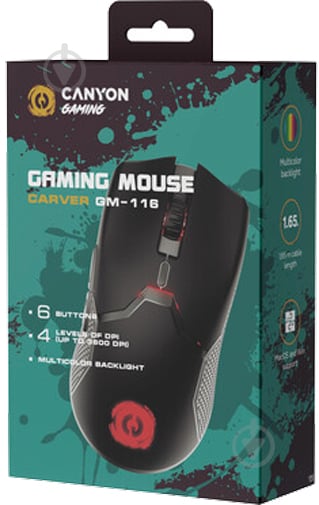 Миша Canyon Carver GM-116 Gaming Wired black (CND-SGM116) - фото 7