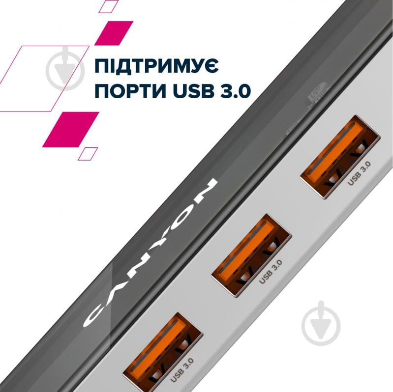 Док-станція Canyon DOCKING STATION DS-13 4K 7-IN-1 USB-C dark grey (CNS-TDS13) - фото 9