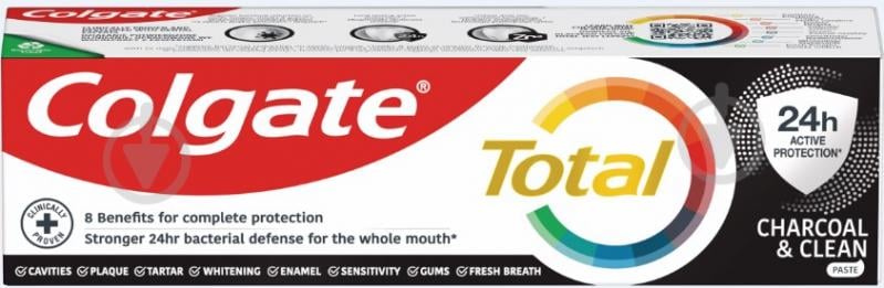 Зубна паста Colgate Total Charcoal антибактеріальна з активованим вугіллям 75 мл - фото 1