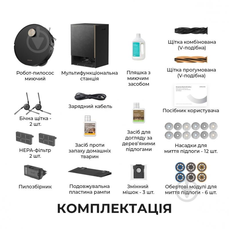 Робот-пилосос мийний DREAME Bot MatriX 10 Ultra (RLX95CE-bl) black - фото 15