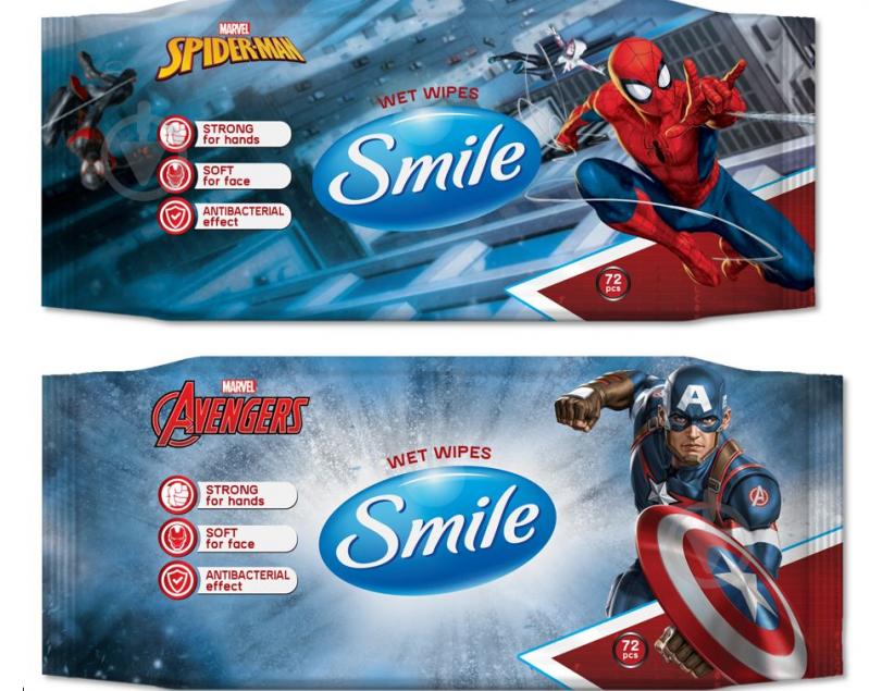 Дитячі вологі серветки Smile Marvel 72 шт. - фото 1