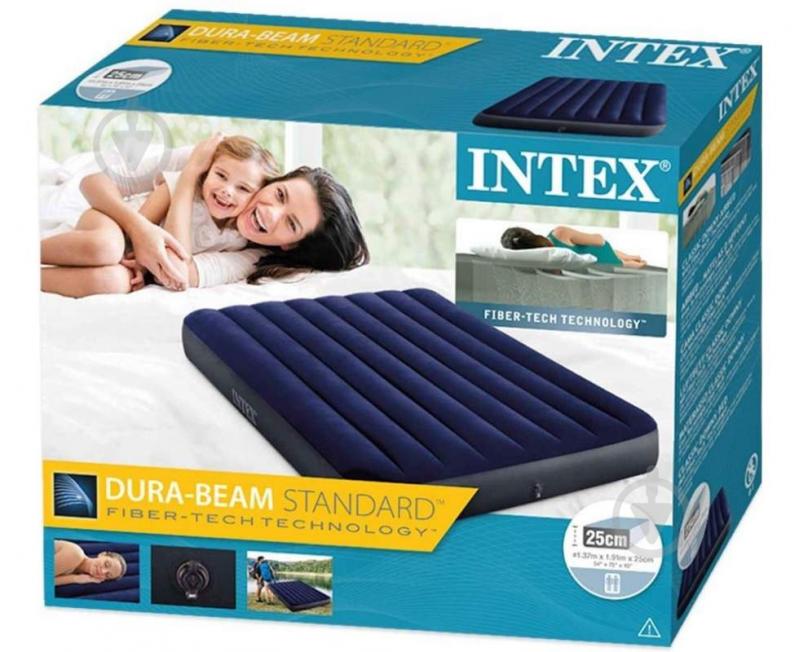 Кровать надувная Intex 191х137 см синий - фото 3