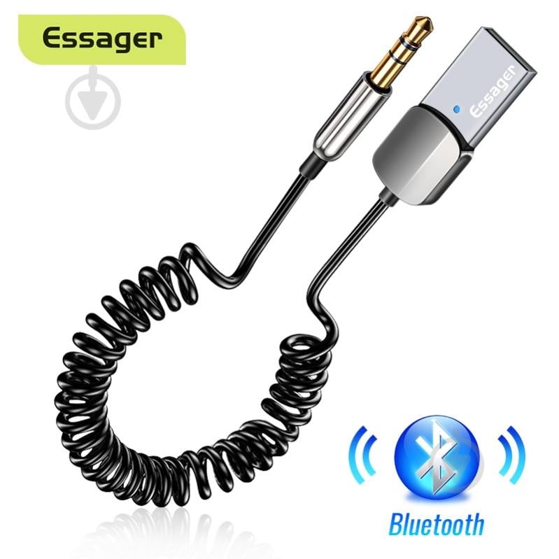 Адаптер Essager Bluetooth 5.0 Aux Adapter Car Wireless Receiver USB to 3.5mm Jack Audio Music Mic Handsfree Car Kit Speaker Transmitter Grey 1,1 м grey (EBTEB01-JS0A) - фото 3