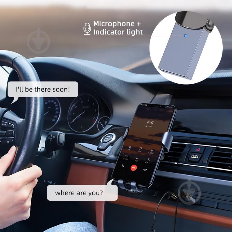 Адаптер Essager Bluetooth 5.0 Aux Adapter Car Wireless Receiver USB to 3.5mm Jack Audio Music Mic Handsfree Car Kit Speaker Transmitter Grey 1,1 м grey (EBTEB01-JS0A) - фото 6