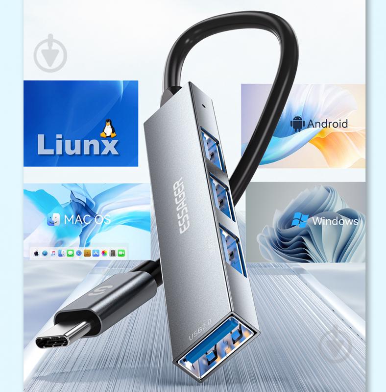 USB-хаб Essager Fengyang 4 in 1 Splitter USB-C port (EHBC04-FY10-P) - фото 5