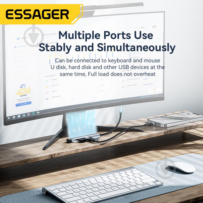 USB-хаб Essager Fengyang 4 in 1 Splitter USB-C port (EHBC04-FY10-P) - фото 4