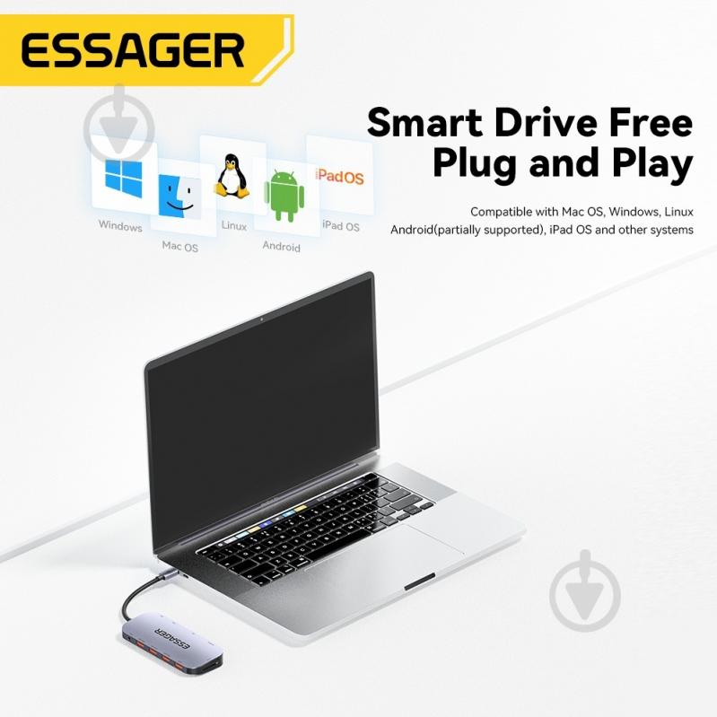 USB-хаб Essager Maple Harp 11 in 1 USB3.2 Gen USB 2.0 HDMI VGA Type-c RJ45 SD TF Audio (EHB11-FQ0G-Z) - фото 3 USB-хаб Essager Maple Harp 11 in 1 USB3.2 Gen USB 2.0 HDMI VGA Type-c RJ45 SD TF Audio (EHB11-FQ0G-Z) - фото 3