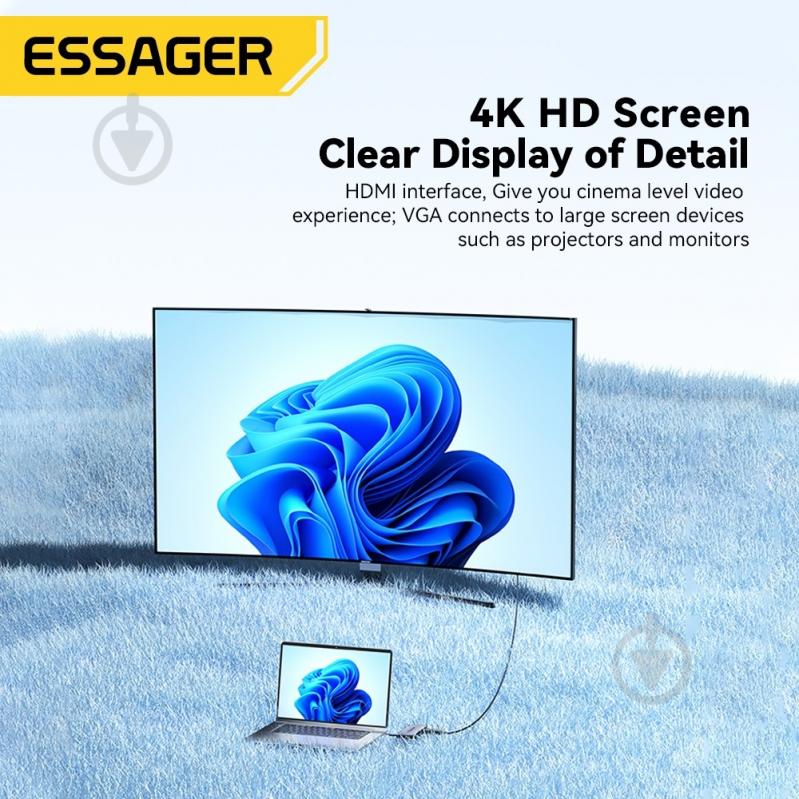 USB-хаб Essager Maple Harp 11 in 1 USB3.2 Gen USB 2.0 HDMI VGA Type-c RJ45 SD TF Audio (EHB11-FQ0G-Z) - фото 4 USB-хаб Essager Maple Harp 11 in 1 USB3.2 Gen USB 2.0 HDMI VGA Type-c RJ45 SD TF Audio (EHB11-FQ0G-Z) - фото 4