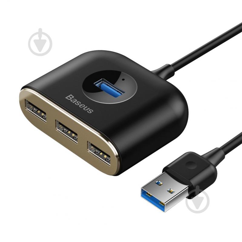 USB-хаб BASEUS Square Round 4 in 1 USB3.0 - USB 3.0 / 3 х USB 2.0 Black (CAHUB-AY01) - фото 2