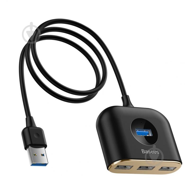 USB-хаб BASEUS Square Round 4 in 1 USB3.0 - USB 3.0 / 3 х USB 2.0 Black (CAHUB-AY01) - фото 1