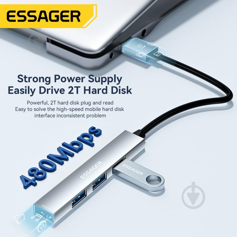 USB-хаб Essager Fengyang 4 in 1 Splitter USB-A port (EHBA04-FY10-P) - фото 3