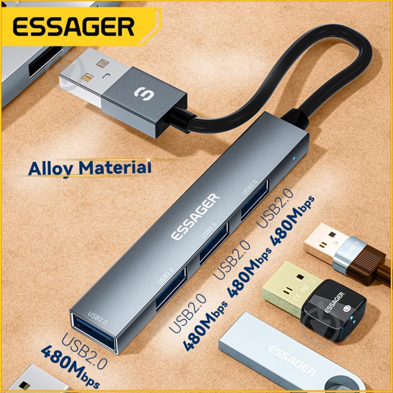 USB-хаб Essager Fengyang 4 in 1 Splitter USB-A port (EHBA04-FY10-P) - фото 2