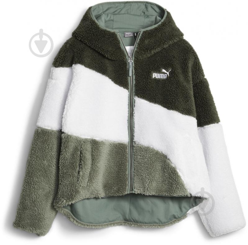 Куртка женская Puma BIG CAT HOODED SHERPA JACKET 67537031 р.M зеленая - фото 1