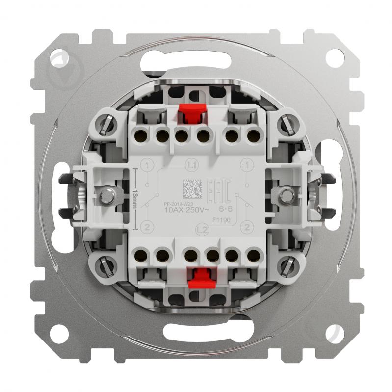 Перемикач двоклавішний прохідний двоклавішний Schneider Electric Sedna Design без підсвітки алюміній SDD113108 - фото 4