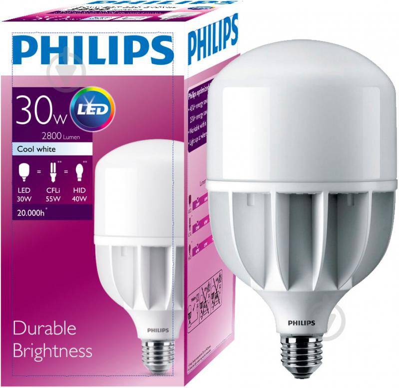 Лампа светодиодная Philips TForce 30 Вт T100 матовая E27 220 В 4000 К 929001937708 - фото 1