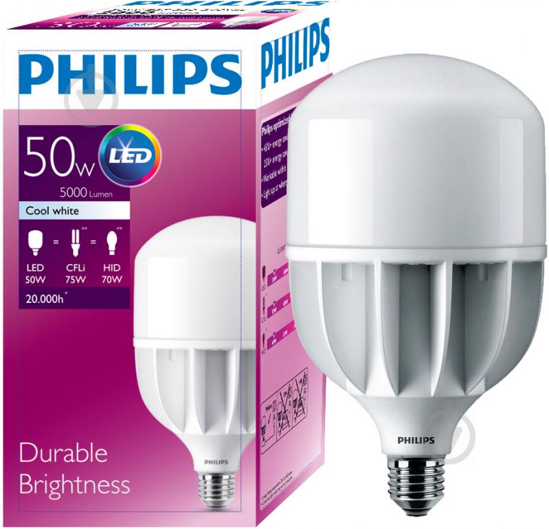 Лампа світлодіодна Philips TForce 50 Вт T120 матова E27 220 В 4000 К 929001938308 - фото 1