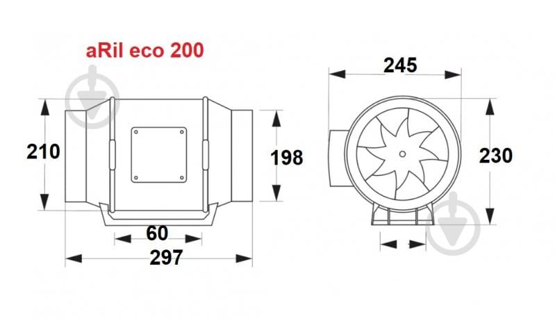 Вентилятор канальний AirRoxy aRil eco 200 (01-315) - фото 4 Вентилятор канальний AirRoxy aRil eco 200 (01-315) - фото 4