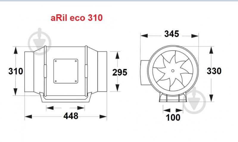 Вентилятор канальний AirRoxy aRil eco 310 (01-317) - фото 4 Вентилятор канальний AirRoxy aRil eco 310 (01-317) - фото 4