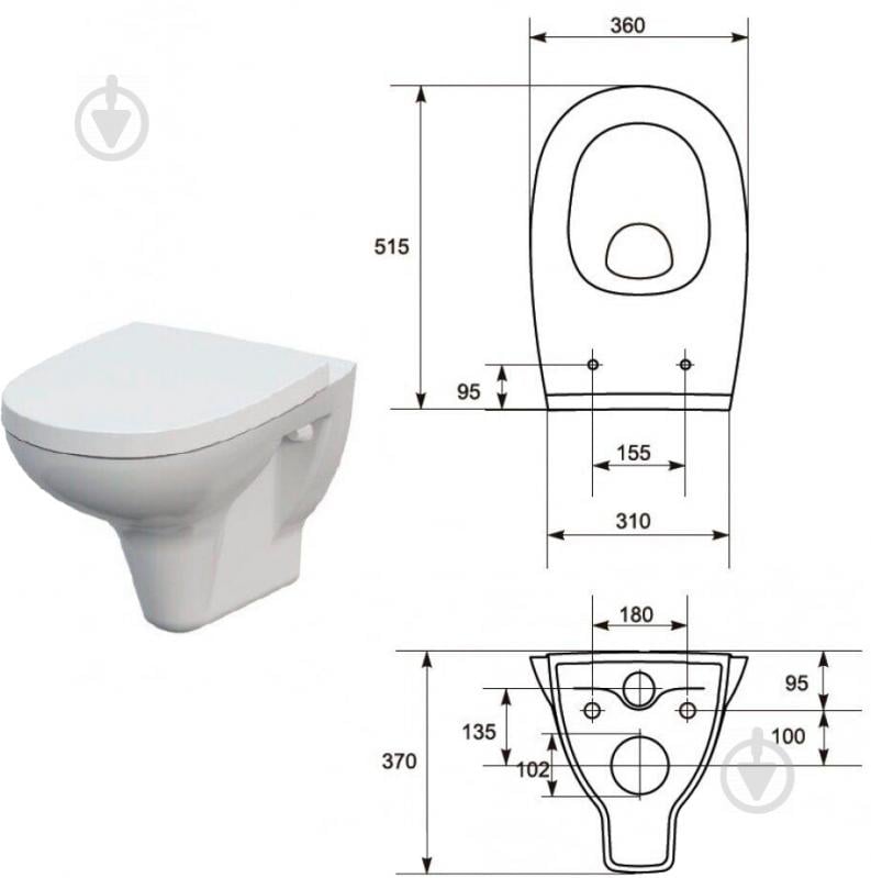 Система инсталляции Cersanit Hi-Tec/Enter + унитаз подвесной Cersanit Arteco с крышкой Soft-Close - фото 5