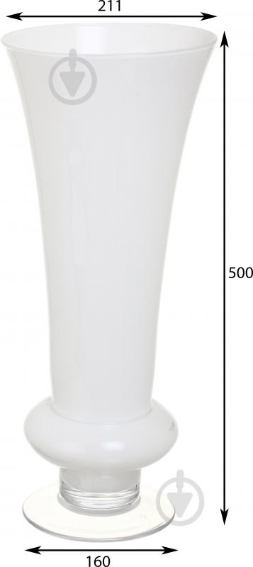 Ваза скляна Wrzesniak Glassworks Hald 50 см біла 17-7633 - фото 2