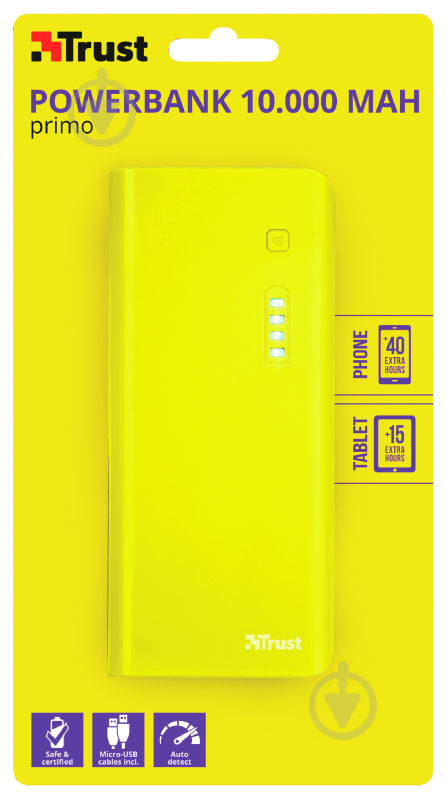 Повербанк Trust PRIMO POWERBANK SUM-YLW 10000 mAh yellow (22753) - фото 4