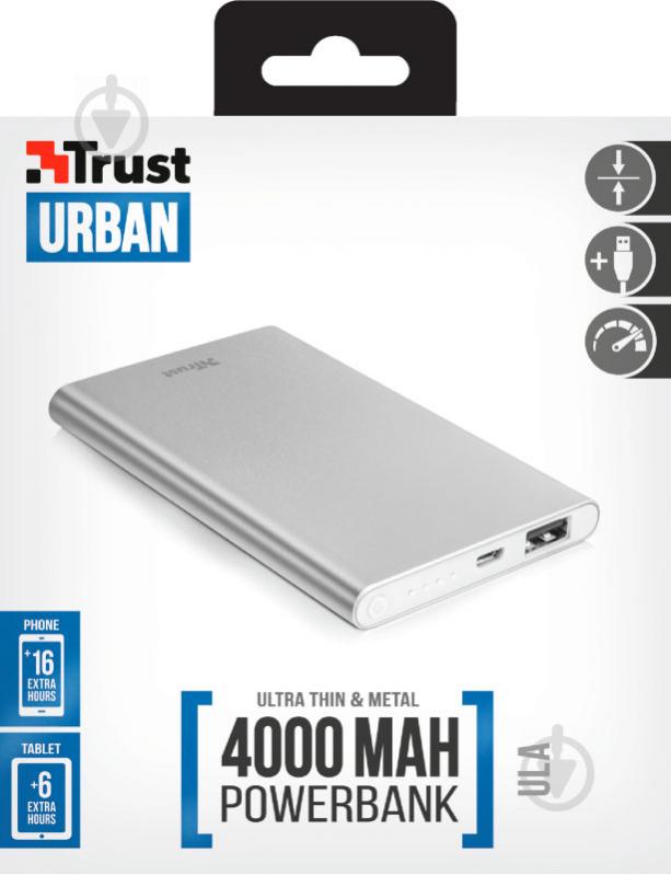 Повербанк Trust ULA THIN METAL POWERBANK 4000 mAh silver (22821) - фото 5