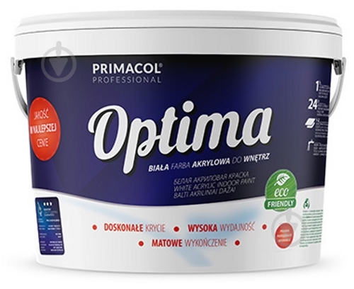 Фарба інтер'єрна акрилова Primacol Professional Optima мат біла 3 л - фото 1