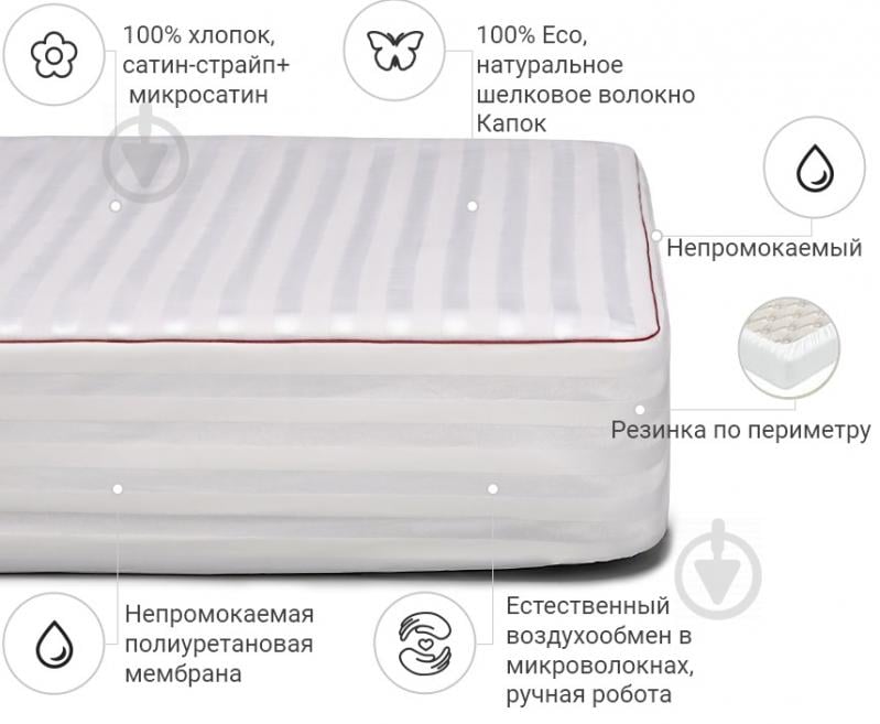 Наматрацник шовковий MirSon DeLuxe Silk 300 водонепроникний з резинкою по периметру 26х90x200 см 2200000352910 - фото 2