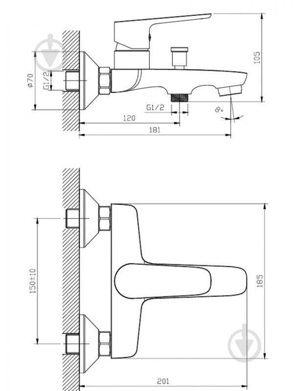 Смеситель для ванны Bor хром - фото 6