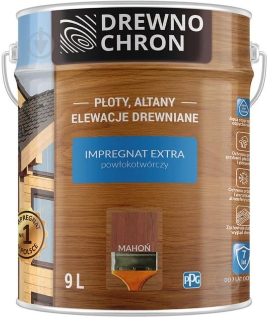 Просочувач Drewnochron Impregnat Extra Дуб напівмат 9 л 9,43 кг - фото 1 Просочувач Drewnochron Impregnat Extra Дуб напівмат 9 л 9,43 кг - фото 1