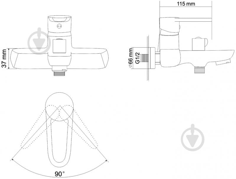 Смеситель для ванны RJ Kink RBZZ003-3 - фото 2 Смеситель для ванны RJ Kink RBZZ003-3 - фото 2