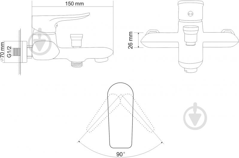 Смеситель для ванны RJ Velum RBZ082-3 - фото 2
