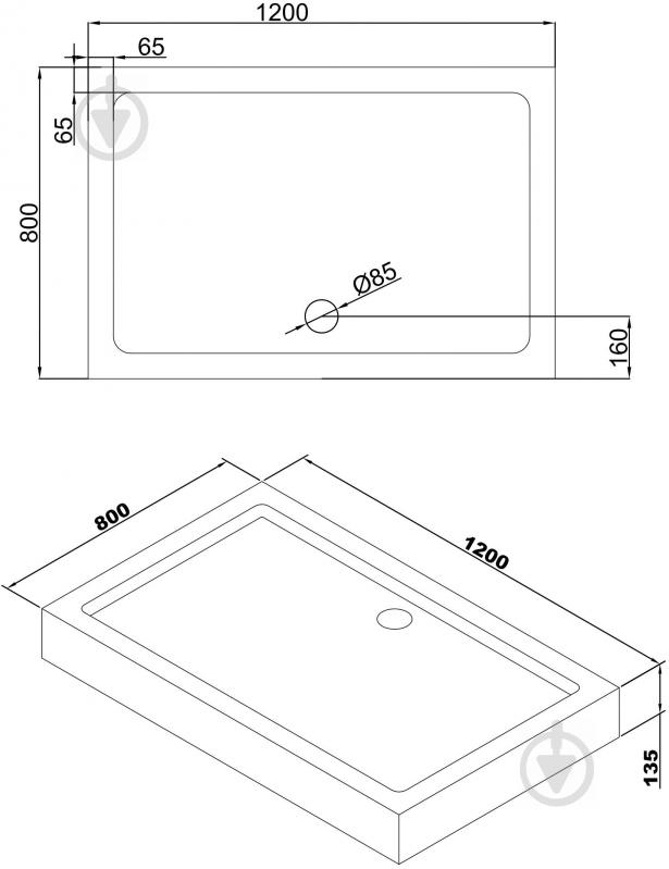 Поддон душевой VOLLE Libra 80х120 см 10-22-908tray - фото 3