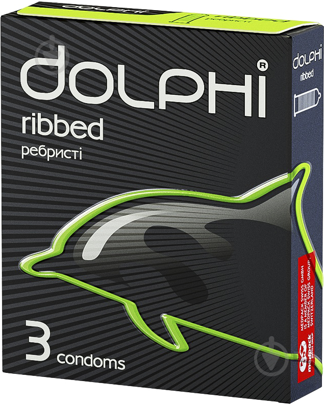 Презервативи Dolphi ribbed 3 шт. - фото 1