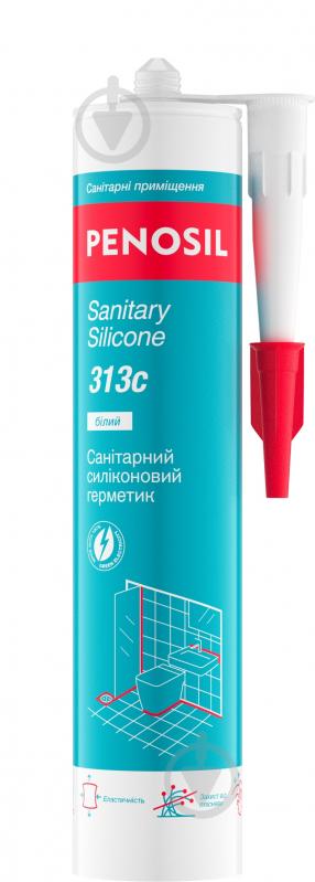 Герметик силіконовий PENOSIL санітарний Sanitary Silicone 313c білий 310 мл - фото 1