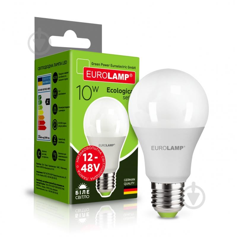 Лампа світлодіодна Eurolamp ECO 10 Вт A60 матова E27 12 В LED-A60-10274(12-48V) - фото 1